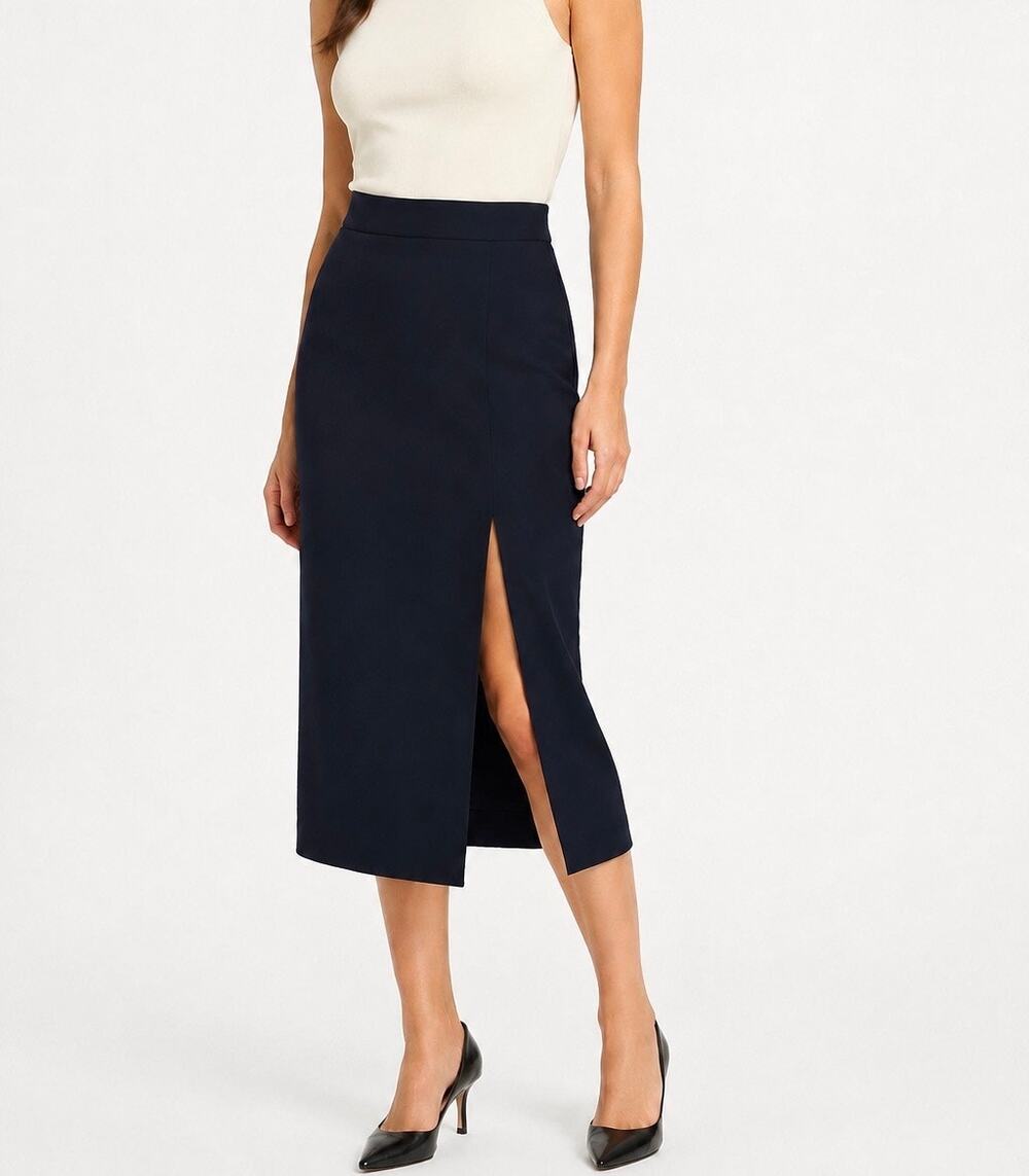 Aritzia Wilfred Patio Midnight Blue Midi Pencil Skirt Women’s Size 2